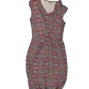 Dana Buchman Pink/Black Mandala Patterned Bodycon Dress V-Neck